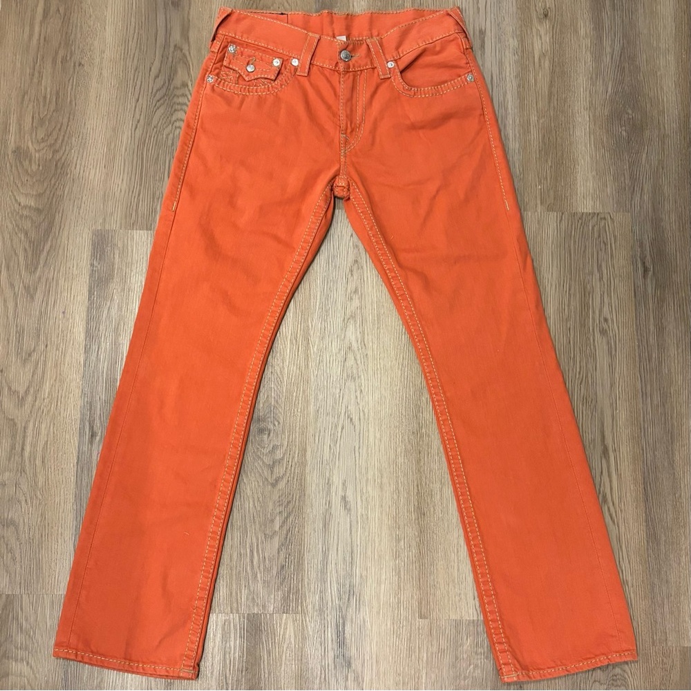 ~RARE vintage orange True Religion straight leg jeans~